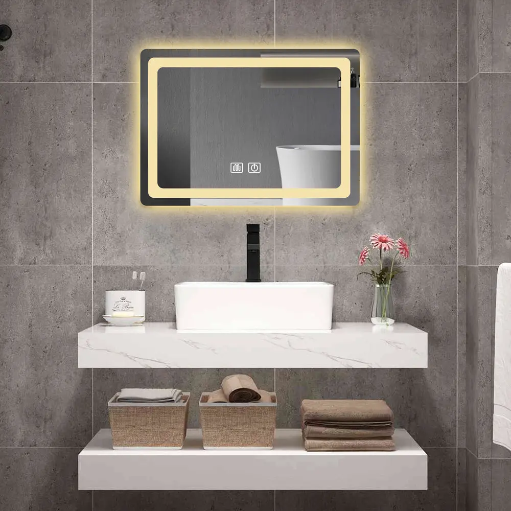 27 Inch H LED Single Bathroom Vanity Mirror Sleek Glass Bathroom Decor singularity