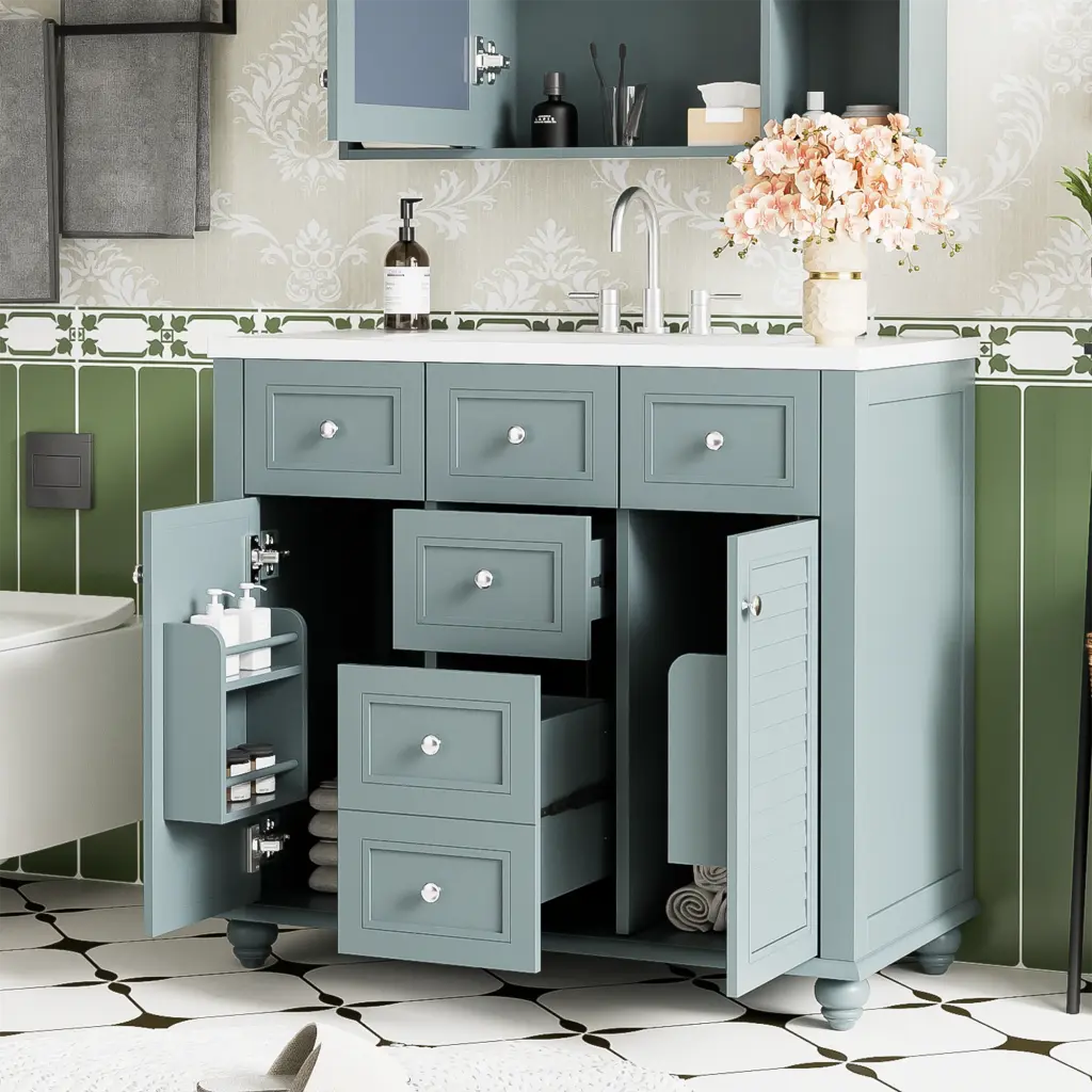 36 Inch Bathroom Vanity Cabinet Sink Bundle Set Undermount Resin Sink rnb