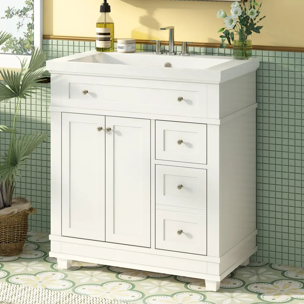 30 Inch Bathroom Vanity Cabinet Undermount Resin Sink Bundle Set rnb