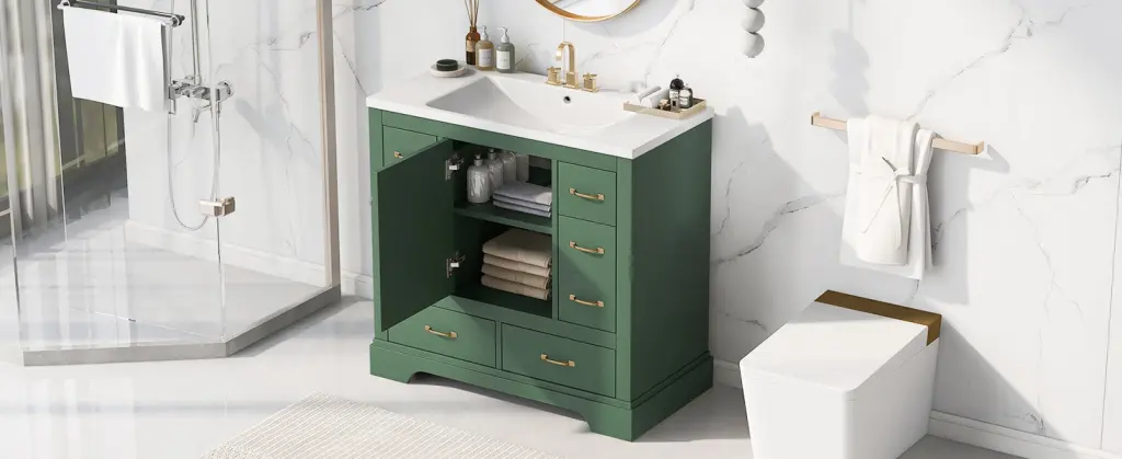 36 Inch Bathroom Vanity Sink Bundle Six Drawers Storage rnb