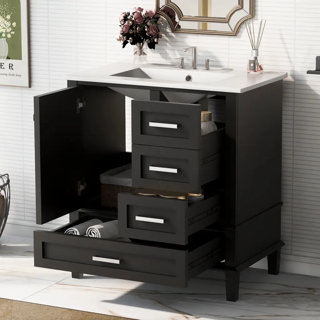 30 Inch Modern Bathroom Vanity Sink Bundle Set - Stylish Bathroom Cabinet rnb