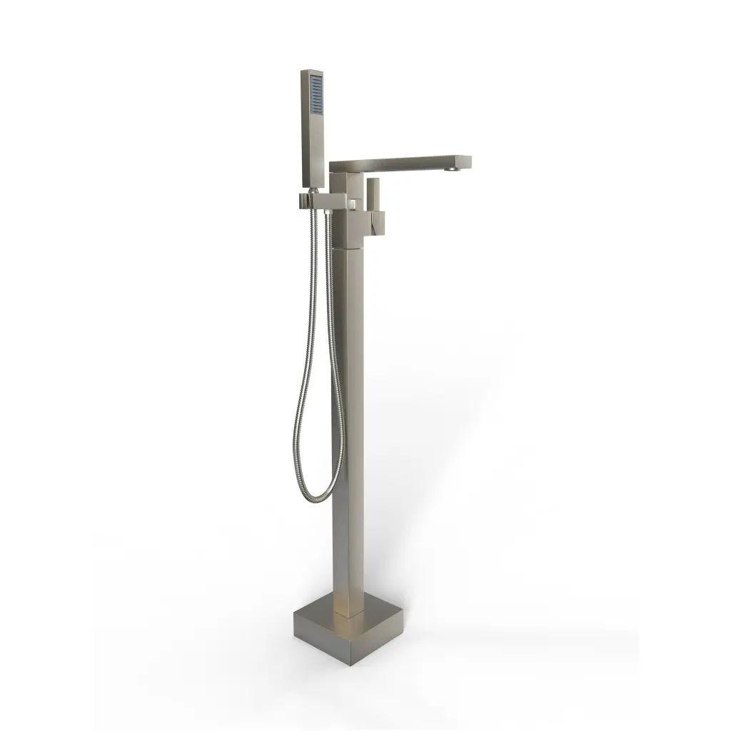 Brushed Freestanding Bathtub Faucet Brushed Nickel Side Sprayer Floor Mounted vovica