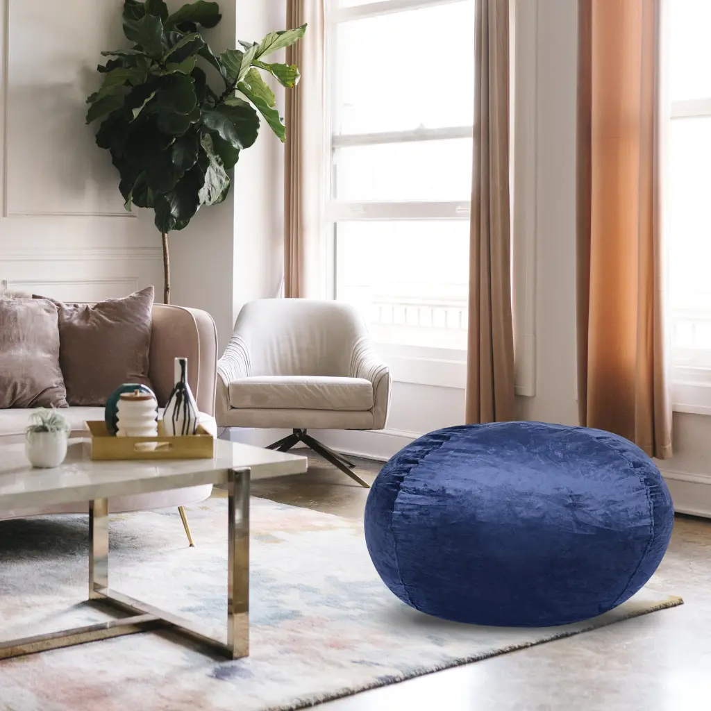 Minky Velvet Bean Bag Chair Navy 3Ft Plush Floor Chair Kids and Adults bazar