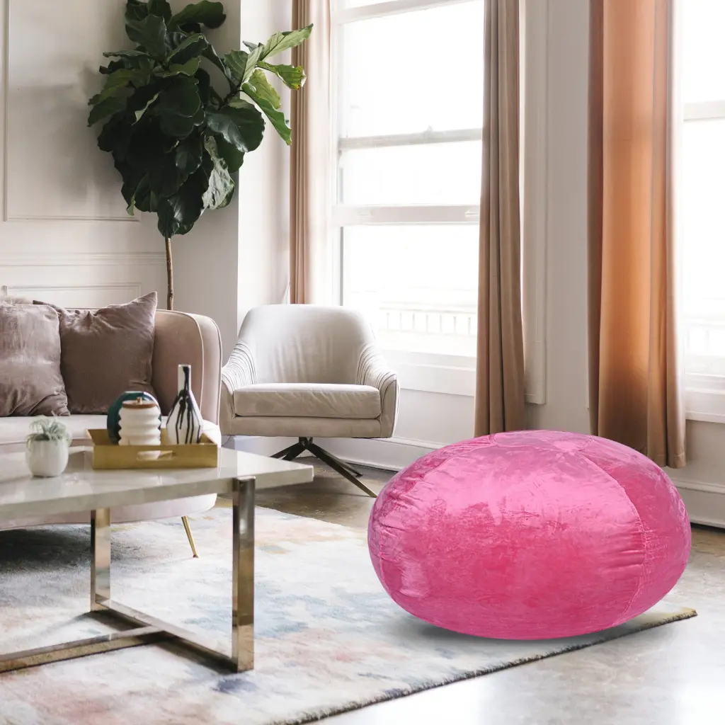 Minky Velvet Bean Bag Chair Pink 3Ft Plush Floor Chair Kids And Adults bazar