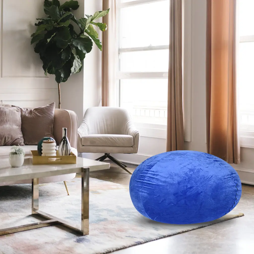 3Ft Blue Minky Velvet Plush Bean Bag Chair Kids and Adults bazar
