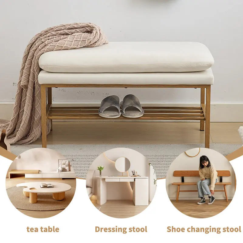 End Bed Bench Shelf Linen Upholstered Storage Shoe Bench Modern Footboard rnb