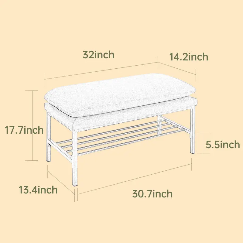 End Bed Bench Shelf Linen Upholstered Storage Shoe Bench Modern rnb