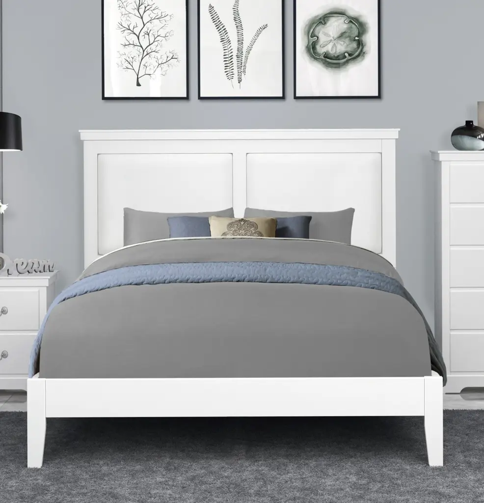 Classic Traditional 1Pc Queen Bed Upholstered Headboard Faux Hide Elegant Bedroom Furniture kanepe