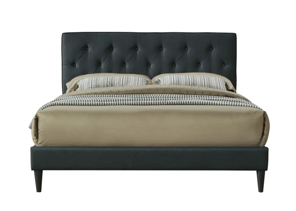 King Size Channel Bed Box USB Black Upholstered Bed Frame ihomefurnishings