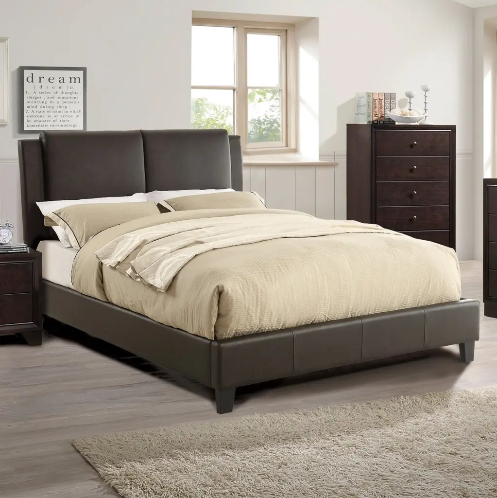 Eastern King Size Faux Leather Upholstered Bed Frame Two Panels kanepe