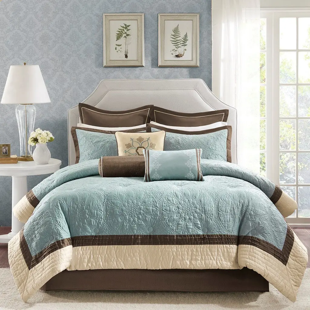 9 Piece Charmeutilize Easeer Set Blue King Size Polyester Bedding jla