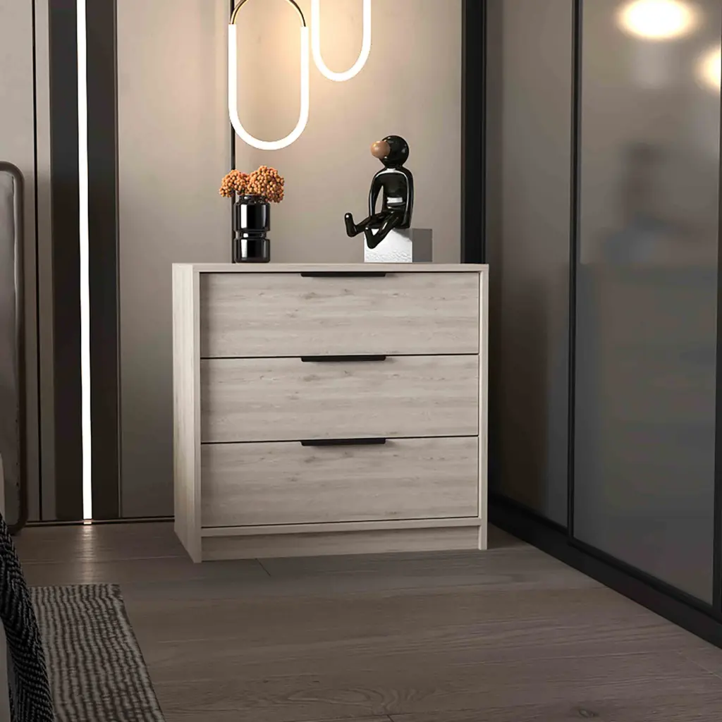 27 Inch High Quality 3 Drawer Light Gray Dresser Bedroom depot e-shop