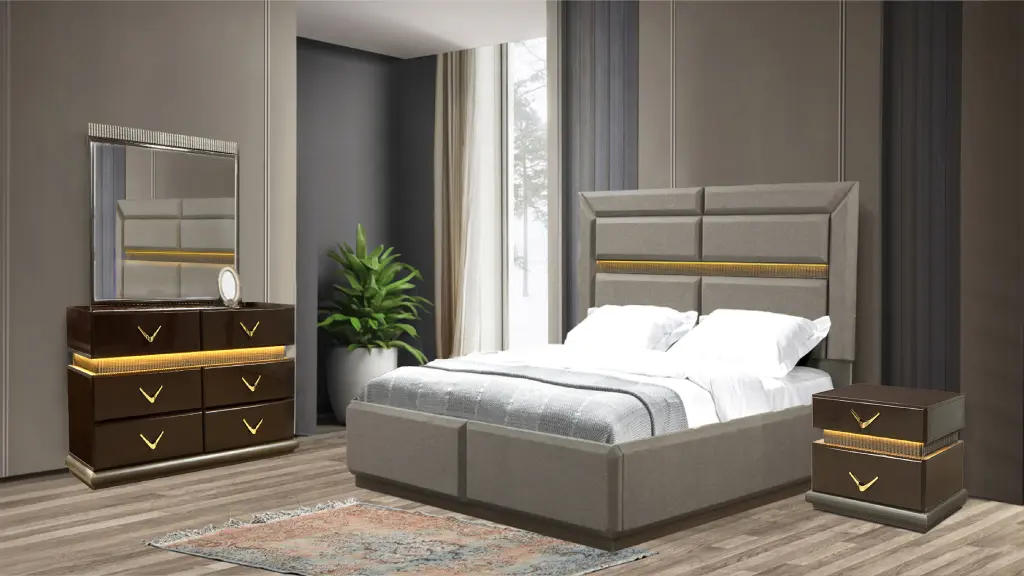 Dunhill Modern Style 4 Pc King Bedroom Set Made Timber Brown Box galaxy home furnishings