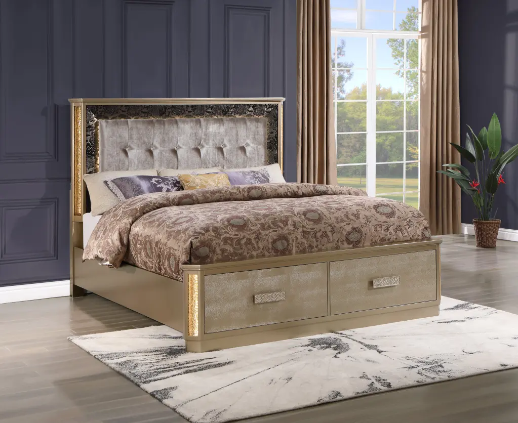 King 5 Piece Bedroom Set Timber Frame Metal Box Spring galaxy home furnishings