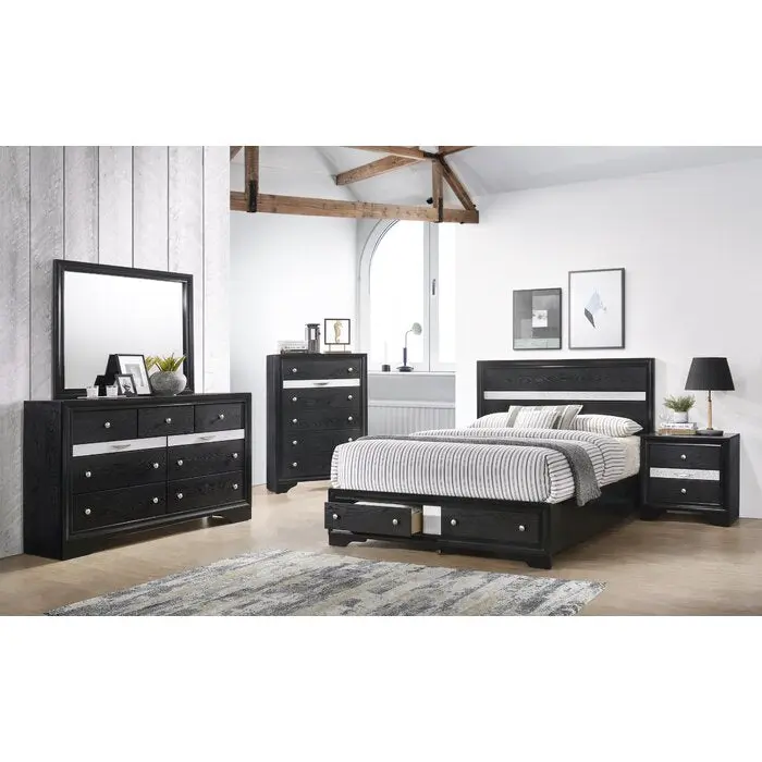 Traditional King 5 Pc Storage Bedroom Set Black - Wood Box Bedroom Furniture galaxy home furnishings