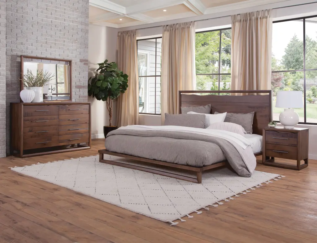 Lofton 4 Piece King Bedroom Set Brown King Size Bed Timber Furniture Suite steve silver furniture