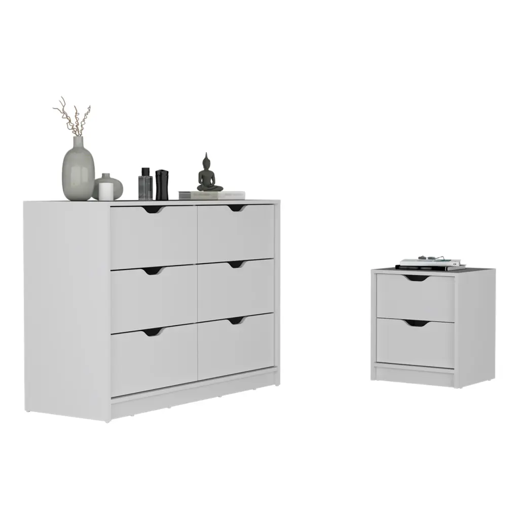 Bennett 2 Piece Bedroom Set Nightstand Gown er White White Particle treevol furniture