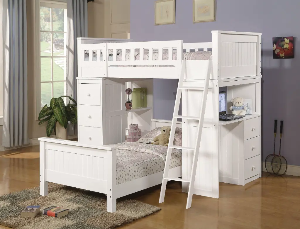 Willoughby Twin Loft Bed White 10970W Timber Space Saver acme onsite store