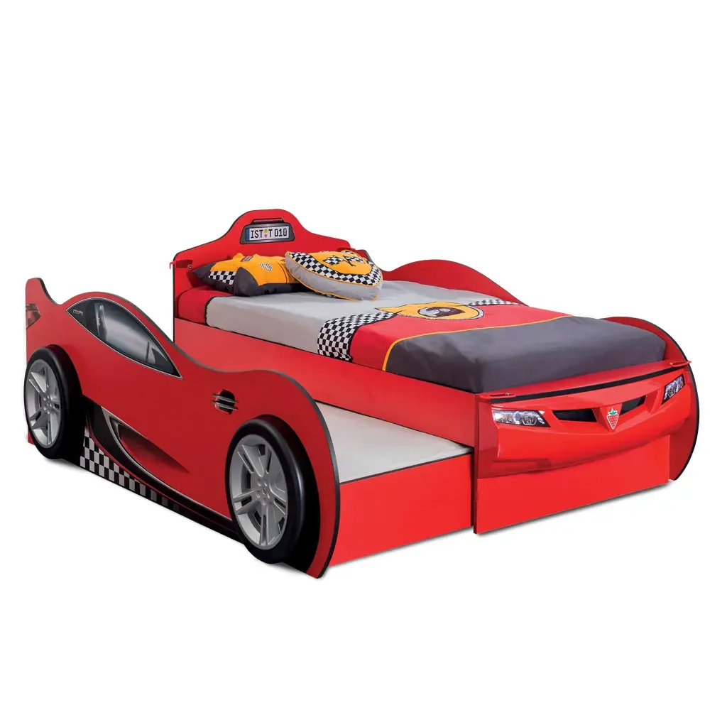 Coupe Twin Race Car Bed Trundle Red Particle Board atlas kids furniture