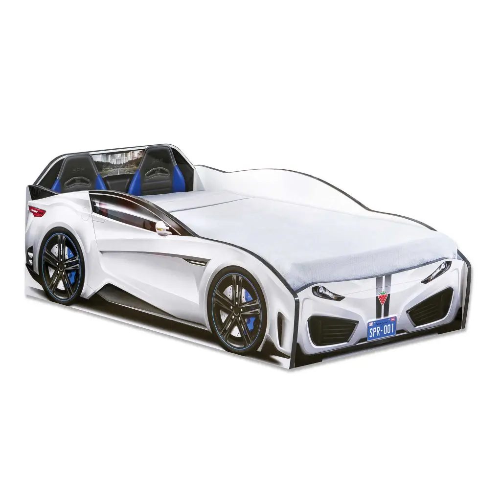 Speedy Toddler Race Car Bed White Particle Board Kids Bedroom Furniture atlas kids furniture