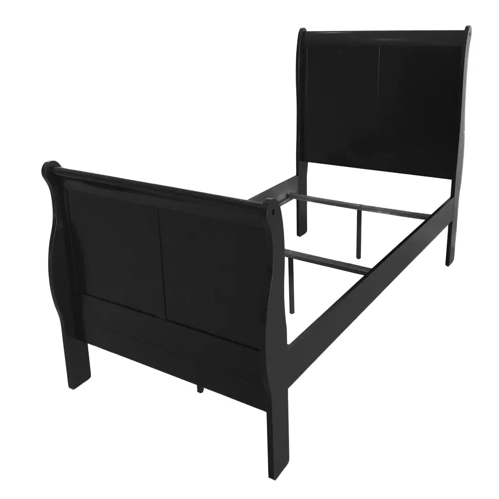 Black Full Sleigh Bed Box Spring Required Full Black Timber Traditional Bed Frame furniture max