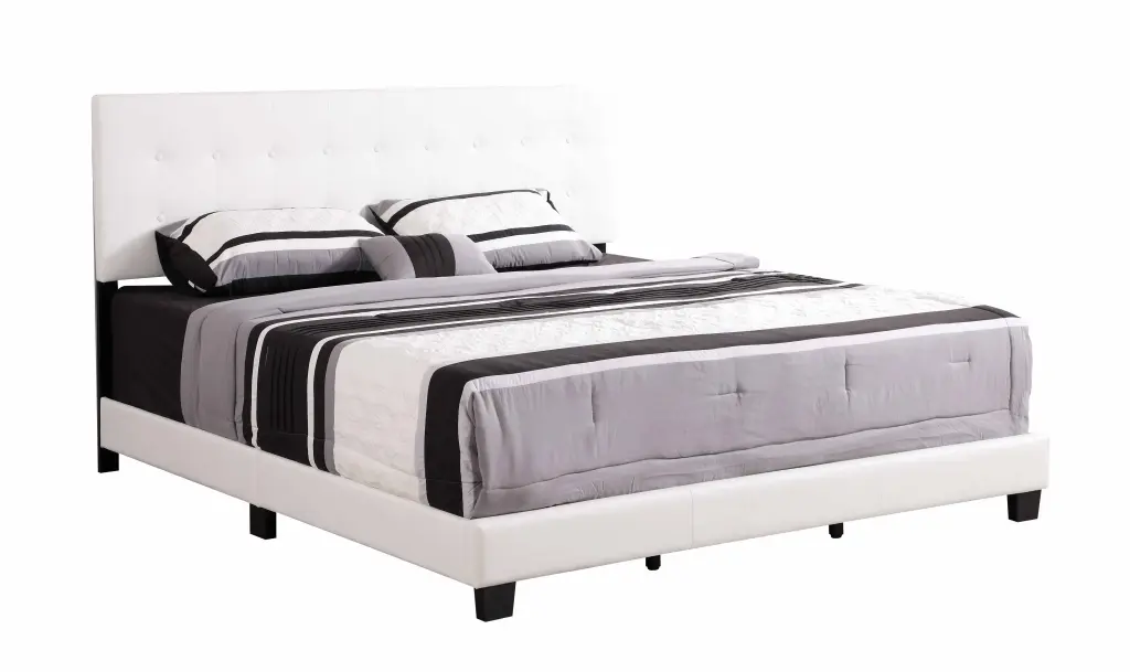 Contemporary White King Size Bed Box Spring Required Foam Mattress glory furniture