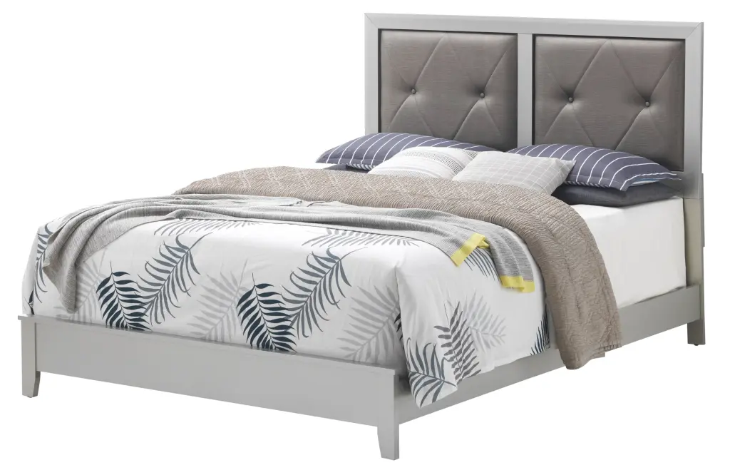 Primo G1333A King Bed Silver Champagne MDF Modern Bedroom Furniture glory furniture
