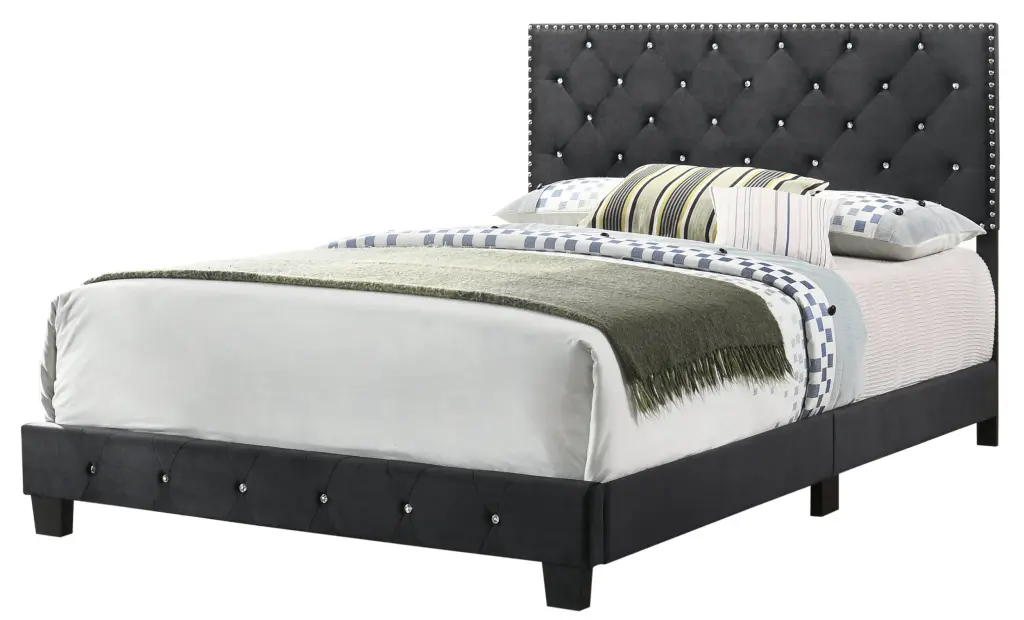 Suffolk G1407 Queen Bed Black Foam Velvet glory furniture