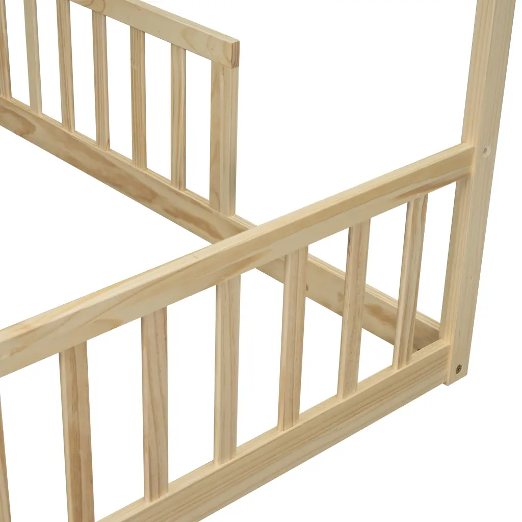 Double Twin House Style Floor Bed Fence and Guardrails No Door inspirit