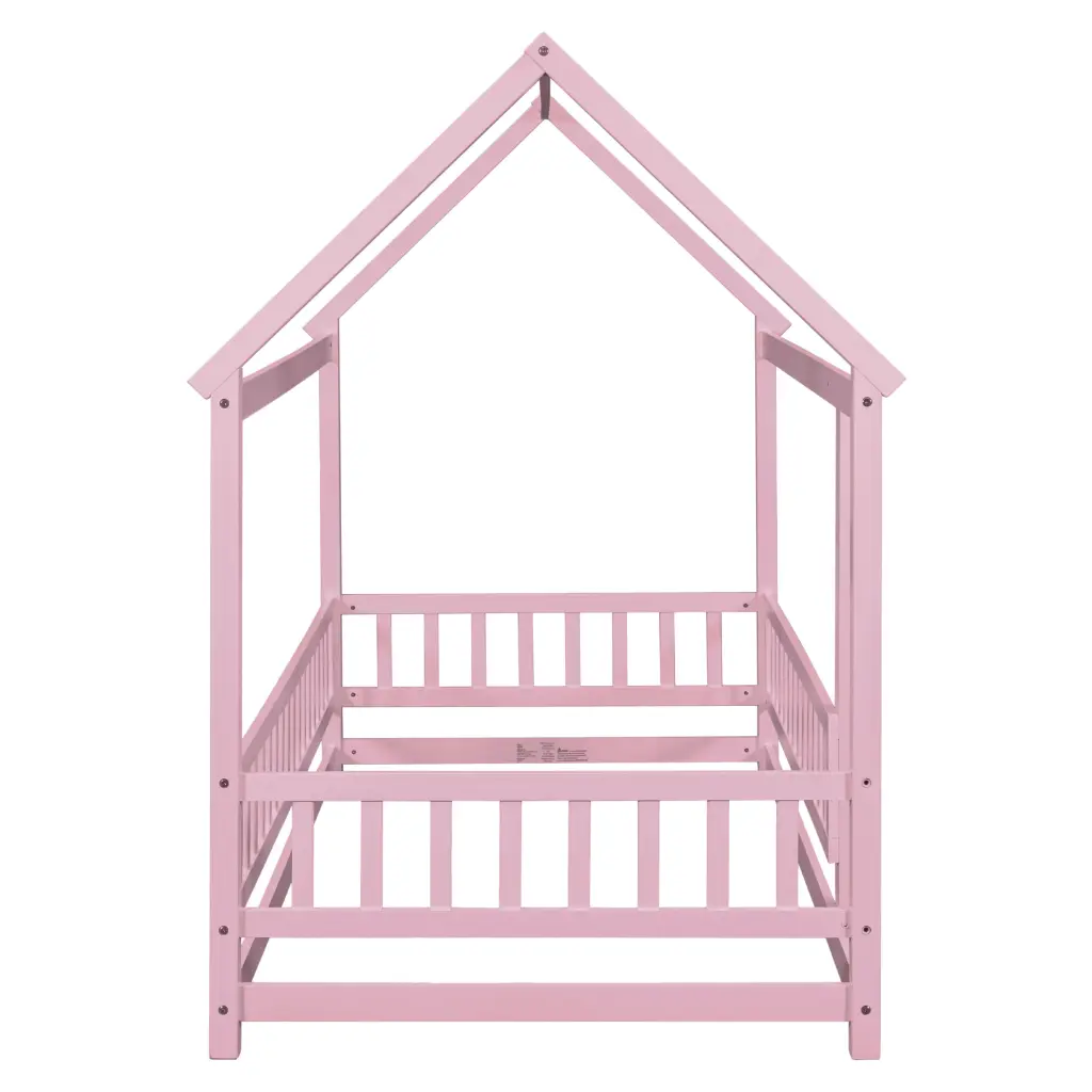 Twin Dimensions Floor Wooden Bed Utilize Roof Frame Fence Guardrails inspirit