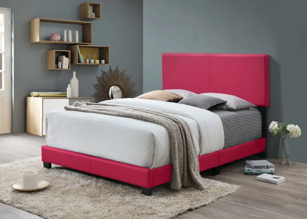 1Pc Modern Beautiful Pink Twin Dimensions Bedroom Platform Bed Frame PU Fabric kanepe
