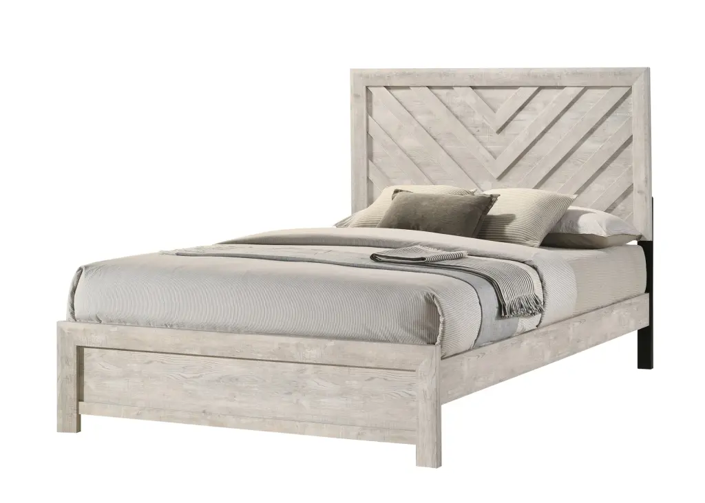 1-Piece Full Size Bed Rustic Beige Gray Finish Wooden Bedroom Home Decor kanepe