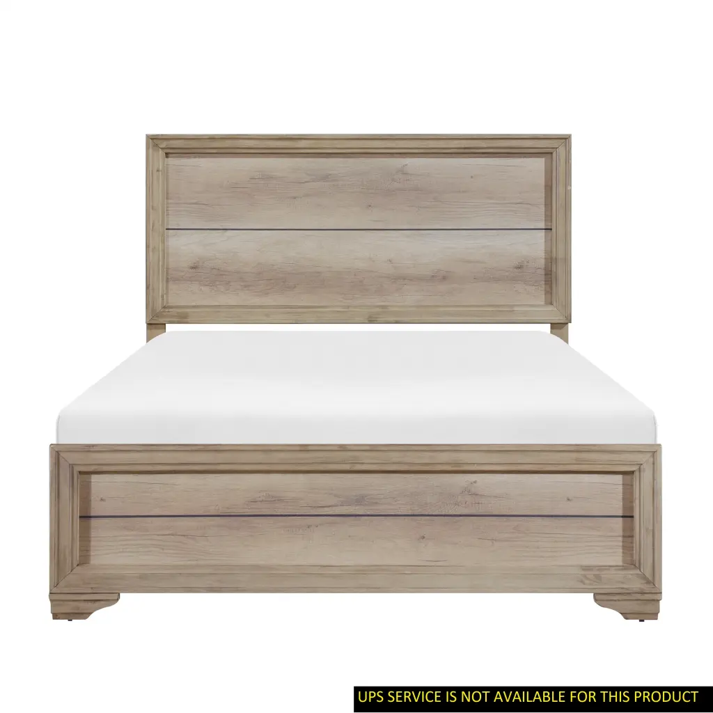 Contemporary Look Natural Finish Queen Bed 1Pc Luxury Melamine Board Bedroom Furniture kanepe