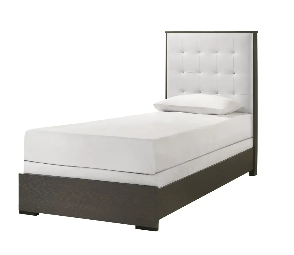 Contemporary Upholstered Twin Size Panel Youth Bed Button Tufted Headboard Modern Kids Bed kanepe