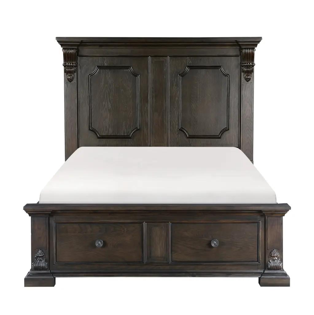Elegant Mansion Queen Platform Bed Footboard Storage USB Charging kanepe