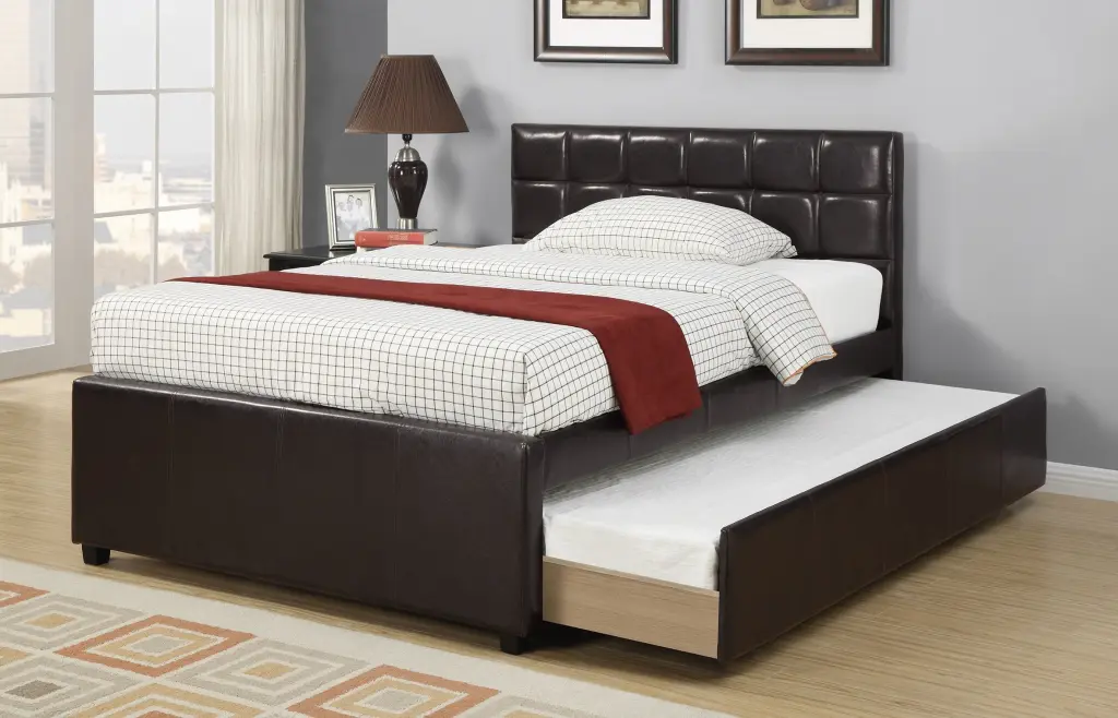 Full Dimensions Bed Trundle Slats Espresso Finish Kids Youth Room kanepe
