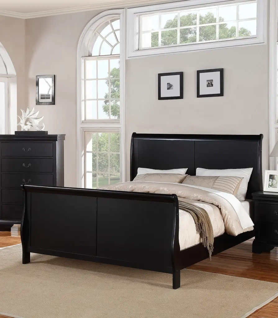 Modern Eastern King Bed Sleigh Design Headboard Bedroom Decor kanepe