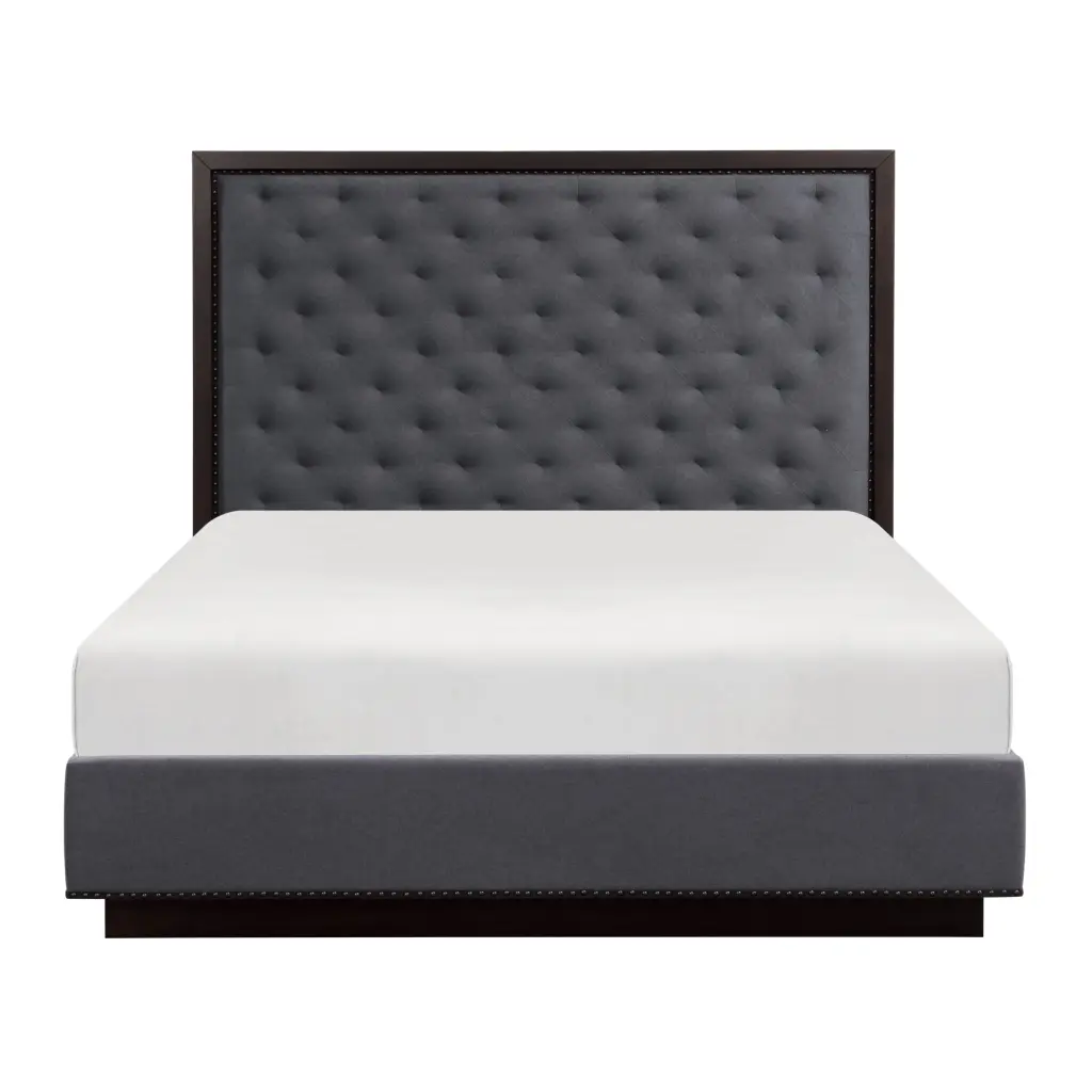 Modern Queen Bed Tufted Headboard - Charcoal Finish Bedroom Decor kanepe
