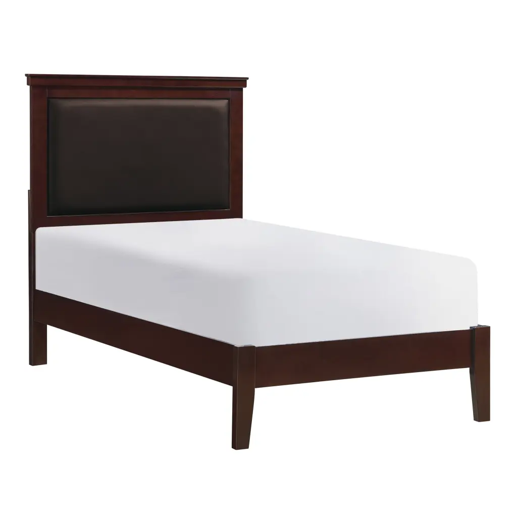 Timeless Cherry Finish Twin Size Panel Bed Upholstered Headboard kanepe