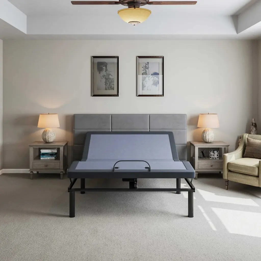 BT2000 Full Customizable Upholstered Bed Blue Gray omne sleep
