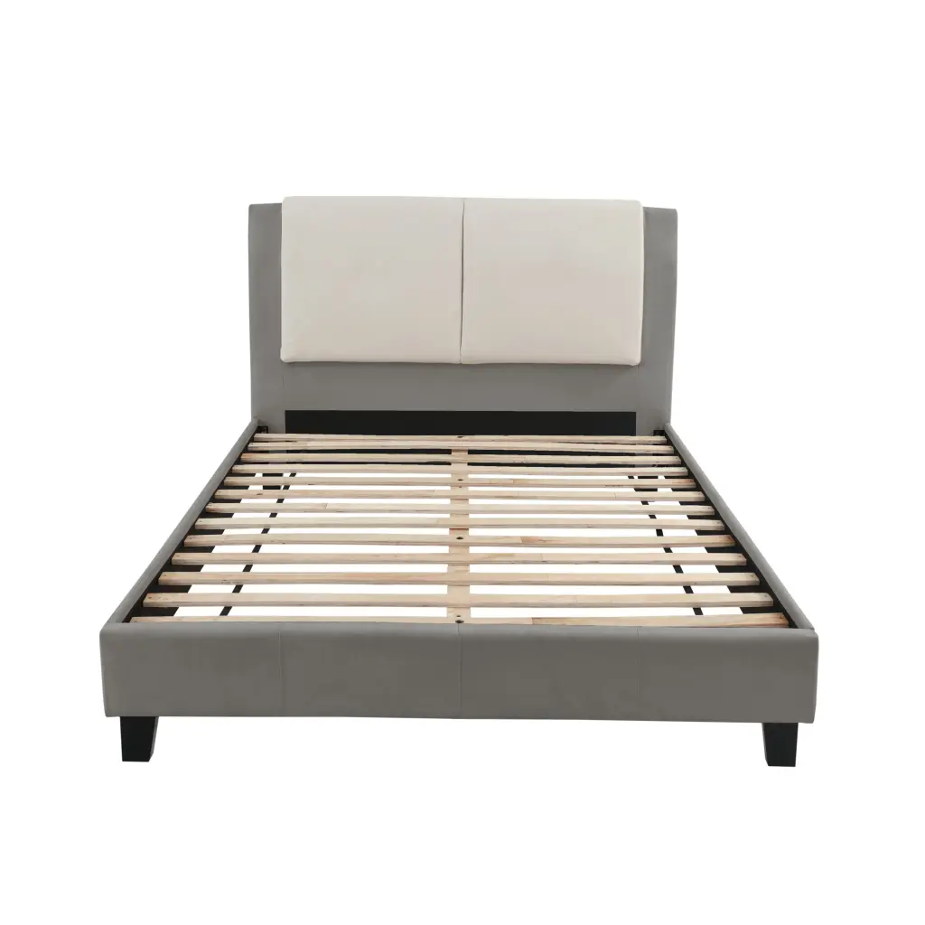 Eastern King Bed White & Grey Hide Modern Bedroom poundex