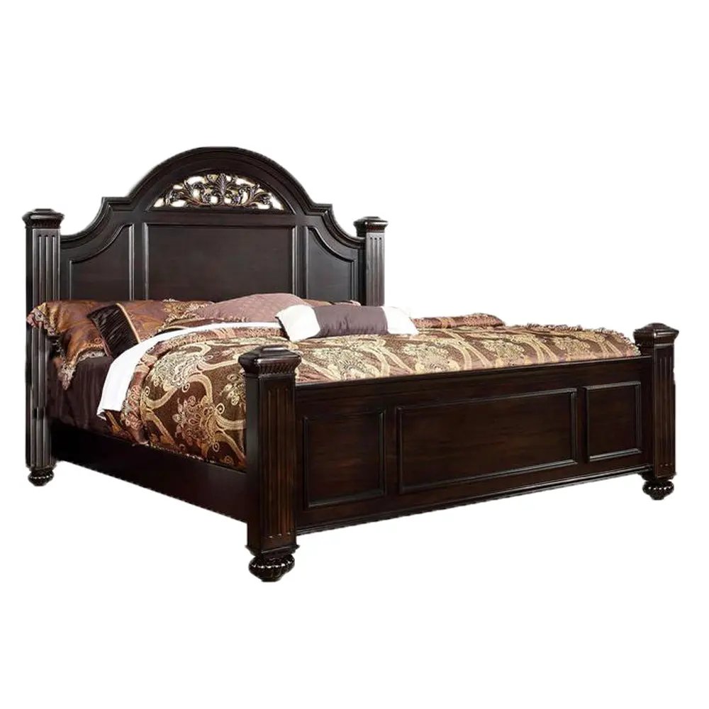 Transitional Style Eastern King Timberen Bed Bun Feet Brown King Bed Frame royal hampton
