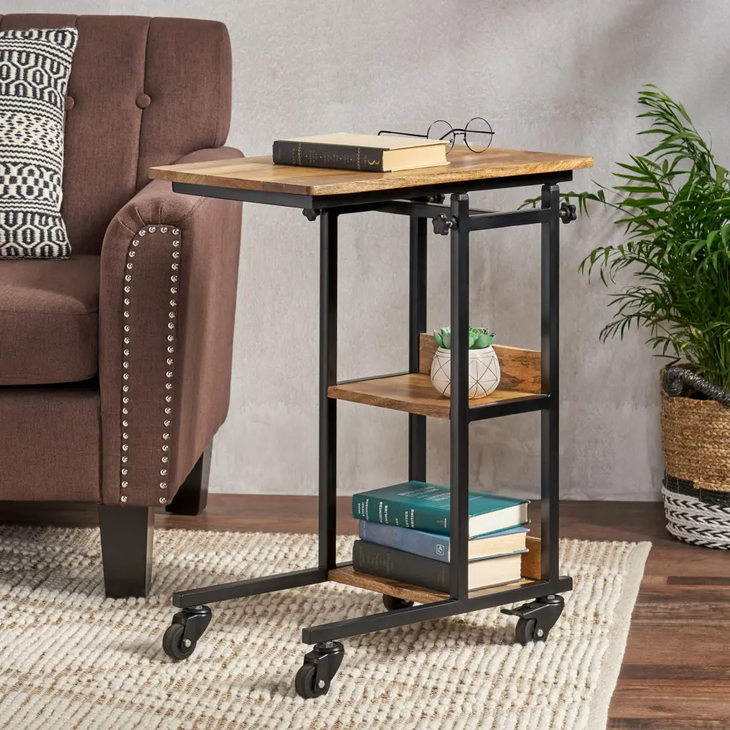 Bed Notebook Table Natural Wood and Metal nh-cloudhouse