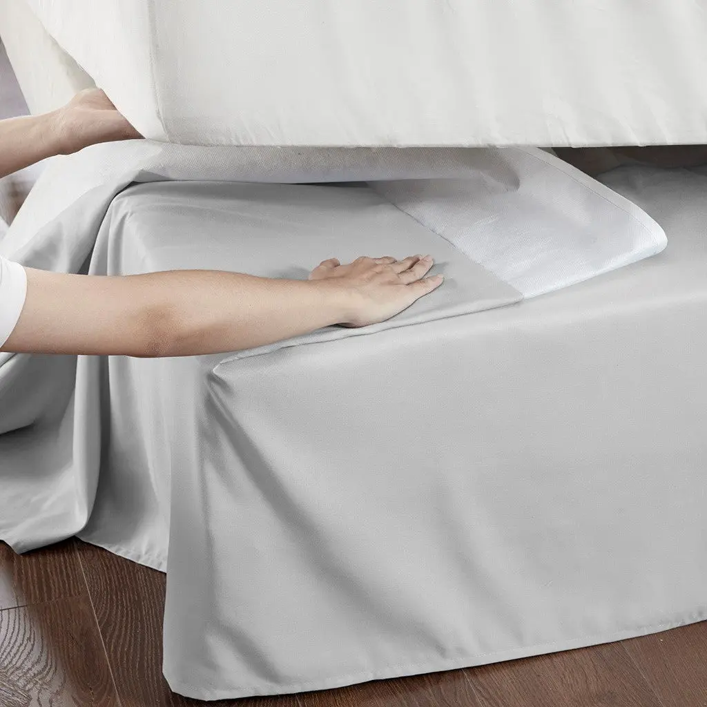 Wrap Around Adjustable Bedskirt Grey One Size Microfiber jla