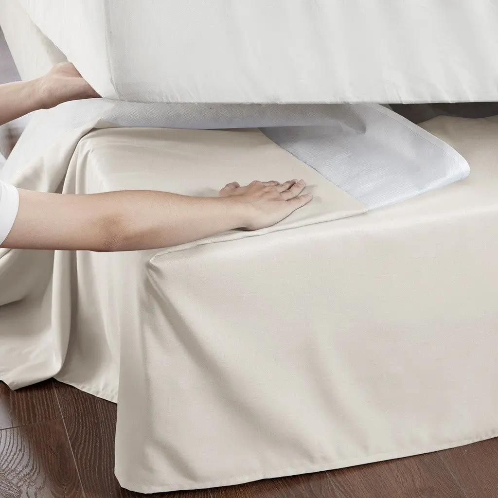 Wrap Around Customizable Bedskirt Ivory One Size Microfiber Bed Skirt jla