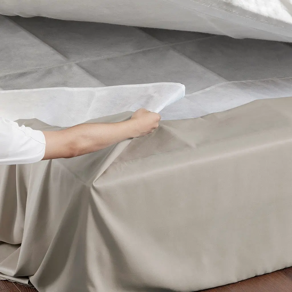 Wrap Around Customizable Bedskirt Khaki Microfiber One Dimensions jla