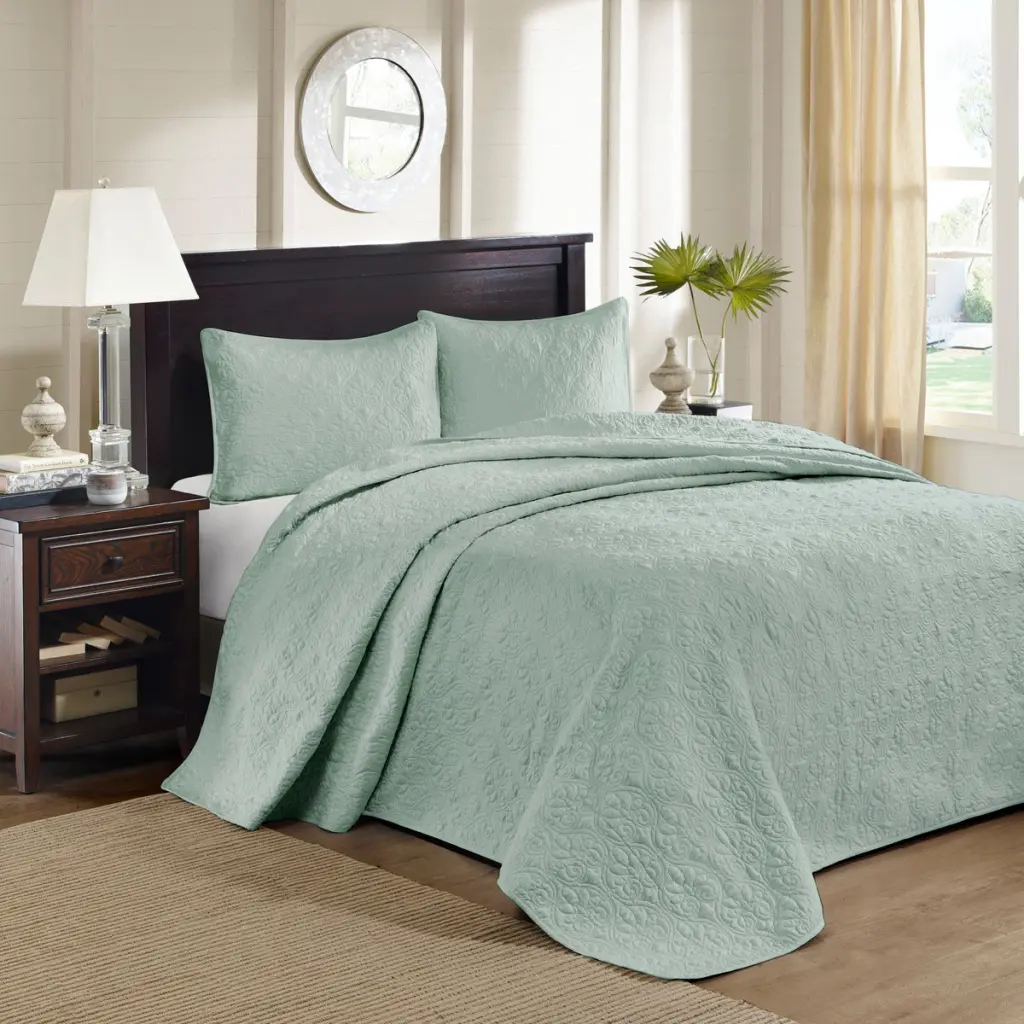 Reversible Bedspread Set Seafoam Queen Seafoam Cotton jla