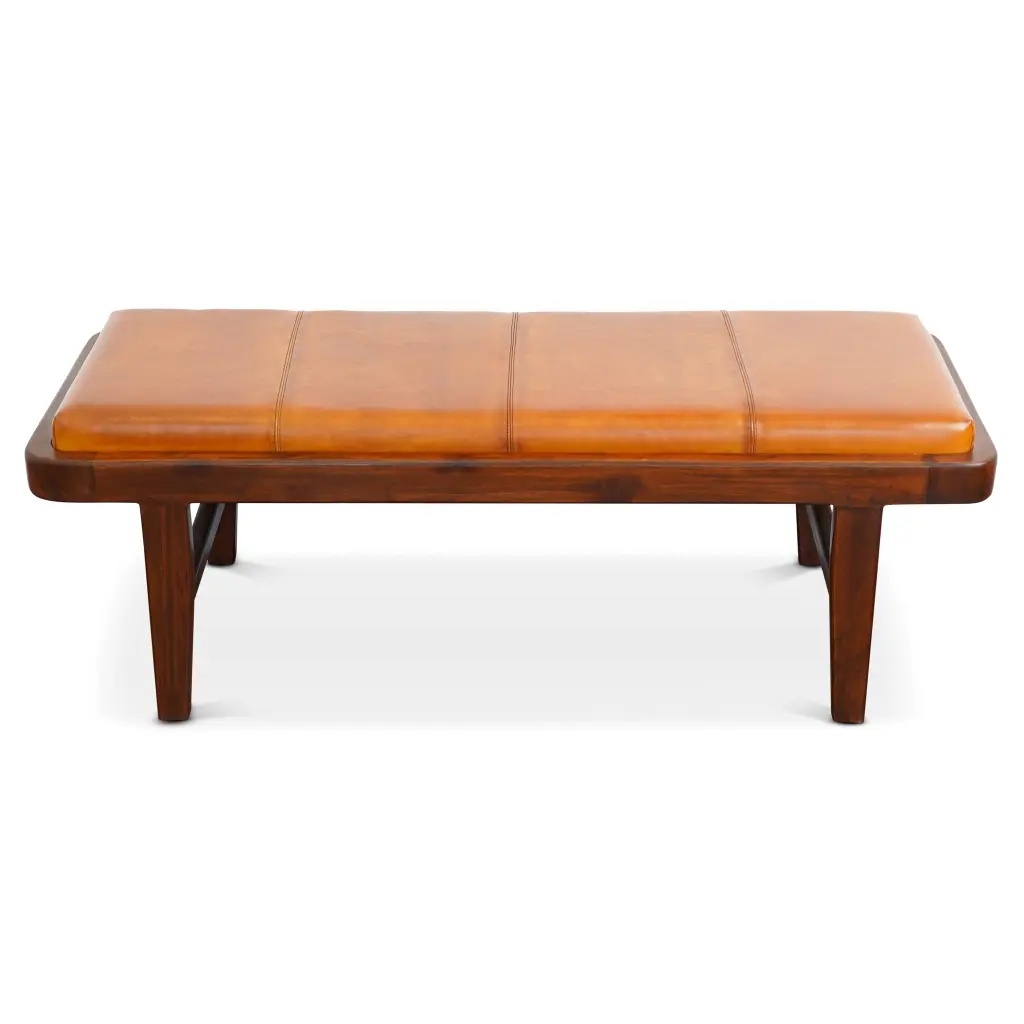 Maddox Bench Tan Leather Brown Rustic Authentic Leather Brown Entryway Seating ashcroft furniture
