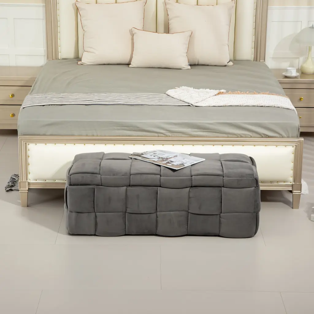 Coolmore Storage Ottoman Upholstered Bedroom End Bench Hidden Storage coolmore w-395