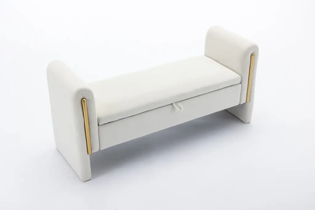 Velvet Material Storage Bench Bedroom Bench Metallic Trim dg collection